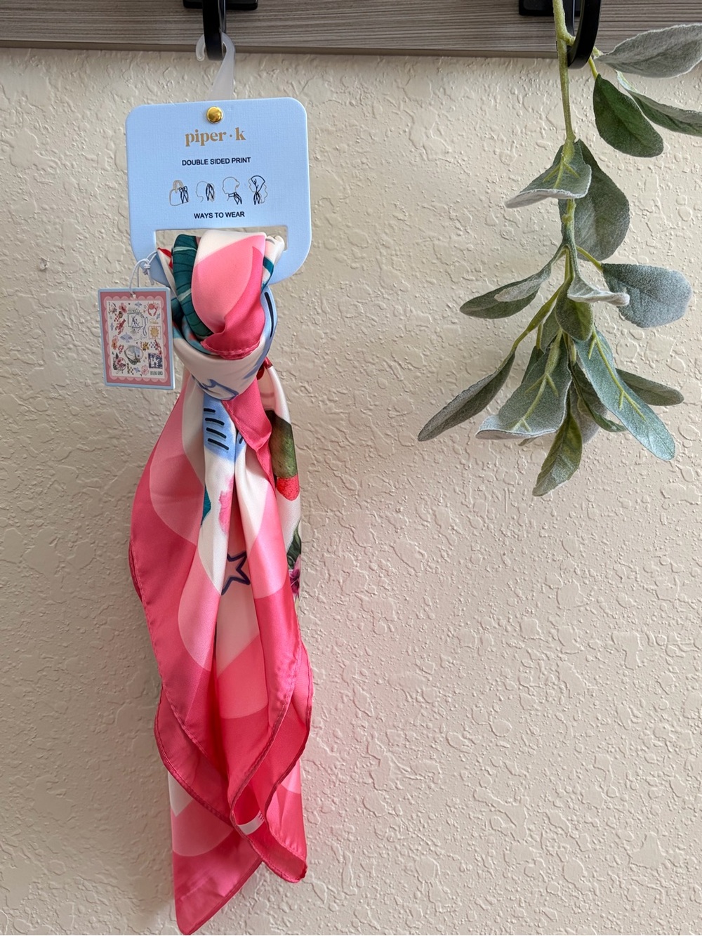 Piper K Ciao Bella Pink Square Head Scarf Bandana NWT Italian Summer